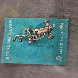 DANECRAFT 925 Sterling Silver Vintage Race Car 3D Charm Pendant